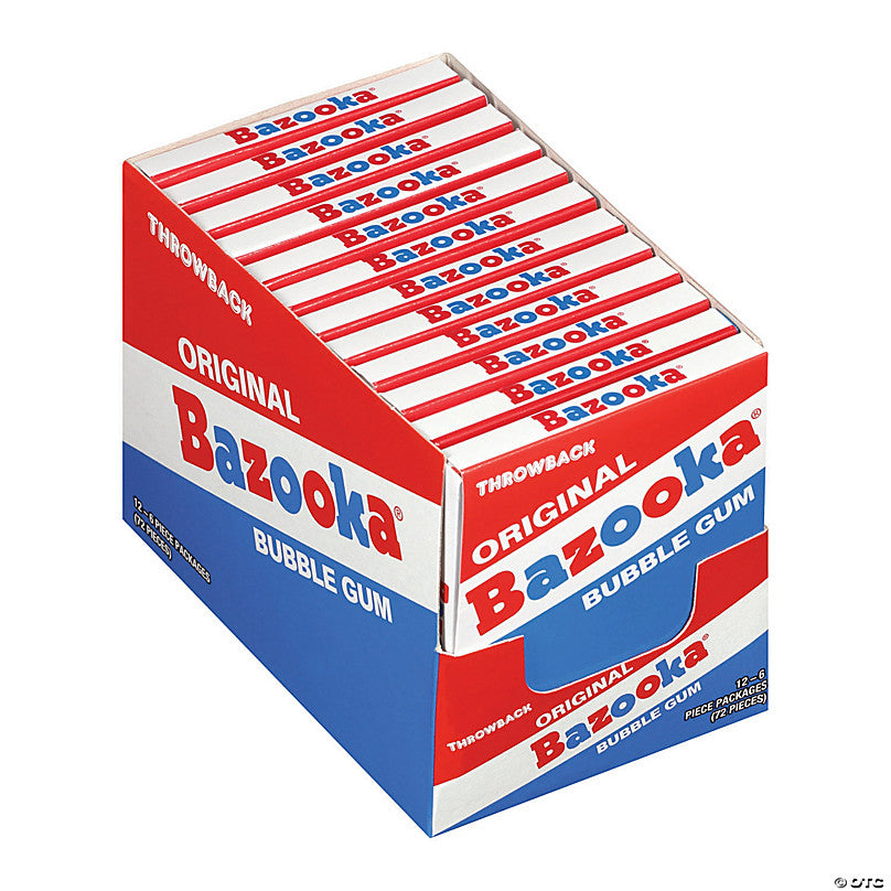 Bazooka Bubble Gum 6pc pack, 10pc pack, 12ct box, 225ct tub