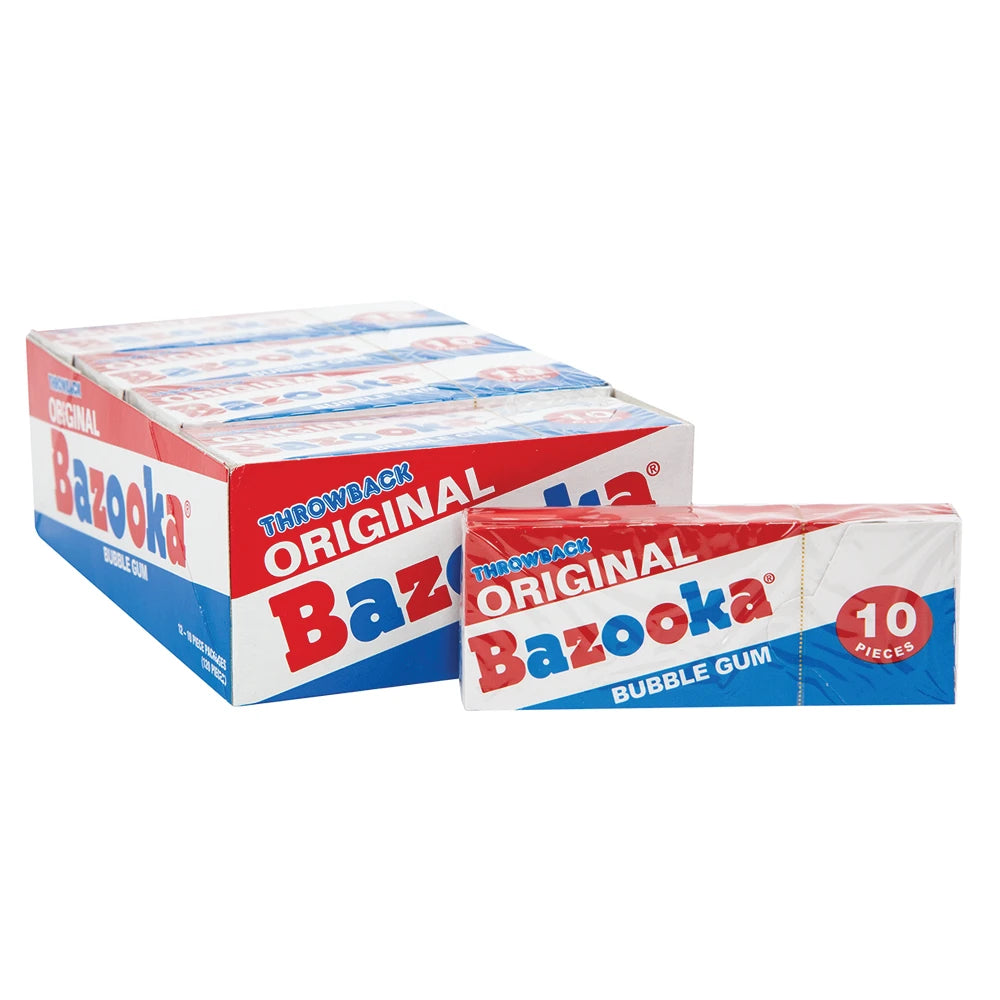 Bazooka Bubble Gum 6pc pack, 10pc pack, 12ct box, 225ct tub